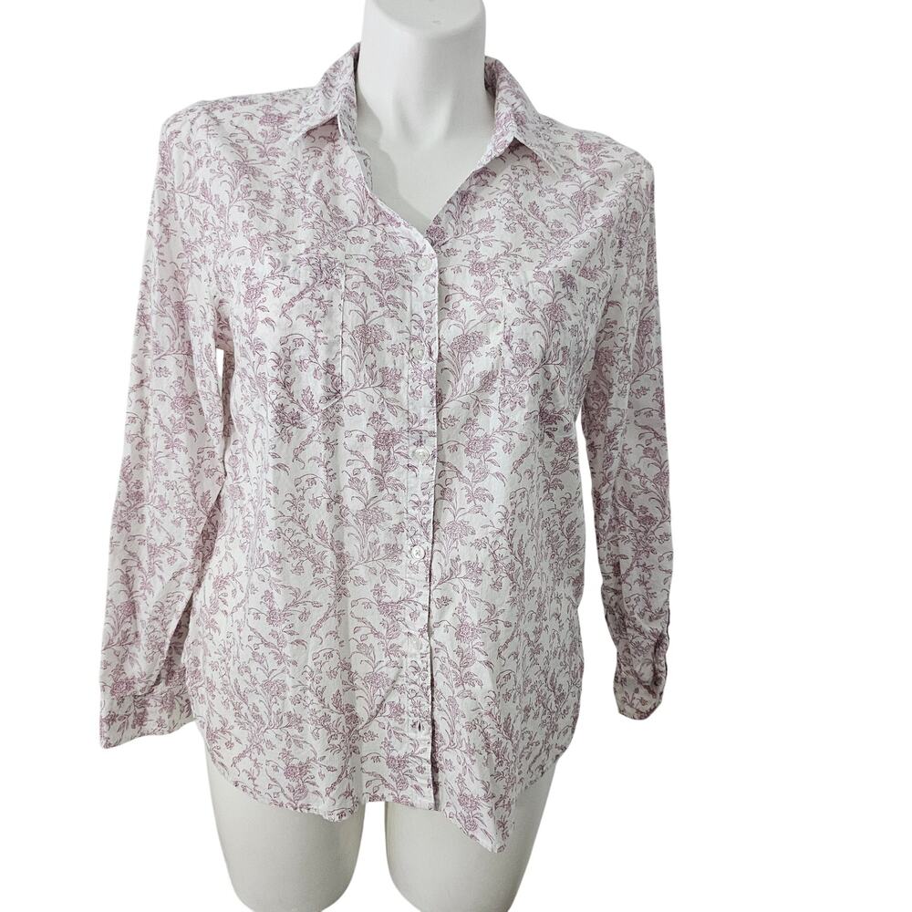 Gloria Vanderbilt floral blouse long sleeve button down sz XL